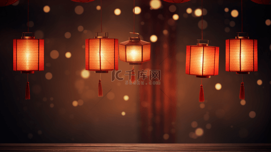 中国复古灯笼背景图片_暖色中国风春节复古灯笼背景6