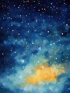 印象派绘画夜空明亮星星16