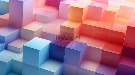 几何正方形方块拼接彩色背景5