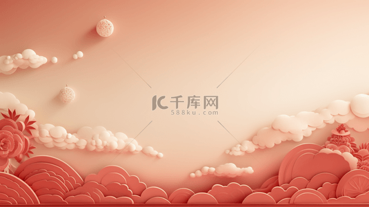 展示墙背景图片_古风C4D迎春节电商背景9