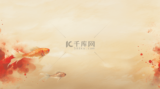 手绘国画水中锦鲤背景3