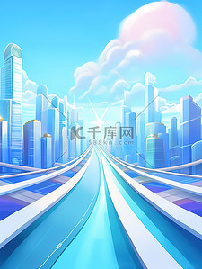 拱门长廊建筑背景图片_城市建筑道路蓝色背景3