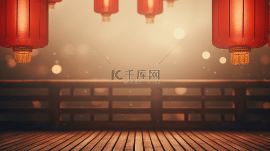 暖色中国风春节复古灯笼背景20