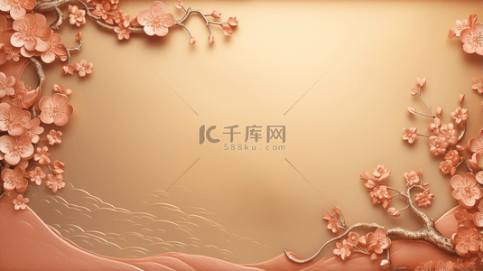 古典典雅背景图片_金色中国风梅花古典美纹理背景2