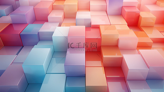 孟菲斯背景图片_几何正方形方块拼接彩色背景2