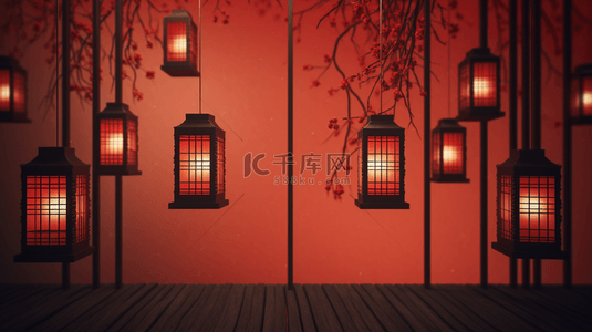 中国风古典新年灯笼背景9