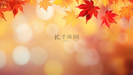 秋季背景背景图片_秋季红黄色枫叶秋色背景5