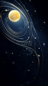 质感夜空背景图片_蓝金色创意中秋节月亮质感纹理背景