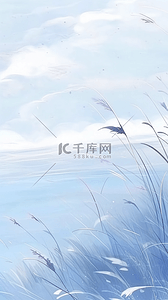 大寒背景图片_立冬小雪节气雪地里的芦苇丛背景