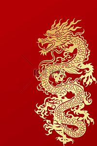 中国风龙年简约风红金底纹中式背景32