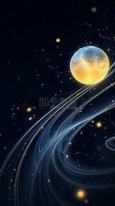 蓝金色创意中秋节月亮质感纹理背景