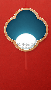 中秋背景图片_中国风红蓝色浮雕新年金色边框