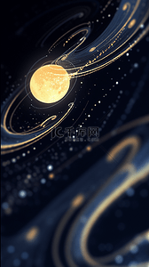 质感夜空背景图片_蓝金色创意中秋节月亮质感纹理背景