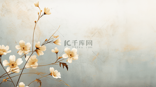 春节背景图片_手绘清新小鲜花春节装饰背景17