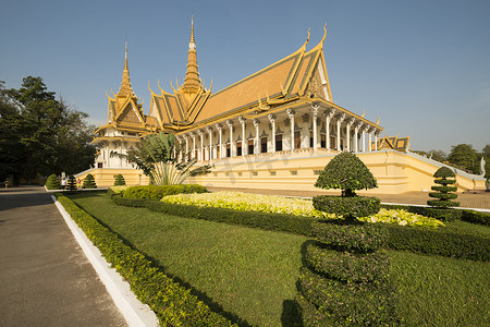东南亚风光摄影照片_寺庙和花园金边柬埔寨印度支那亚洲