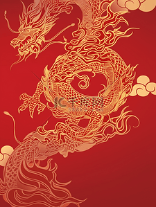 红色中国龙纹理新年春节龙年背景素材