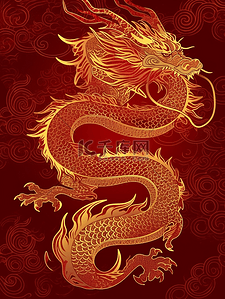 红色纹理素材背景图片_红色中国龙纹理新年春节龙年背景素材