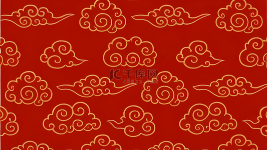 中国风红金新年花纹传统花纹