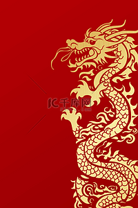 中国风龙年简约风红金底纹中式背景30