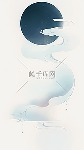 中秋主图背景图片_水墨国风创意中秋节水墨月亮背景