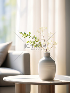 柔背景背景图片_明亮客厅的桌子陶瓷花瓶家居背景19