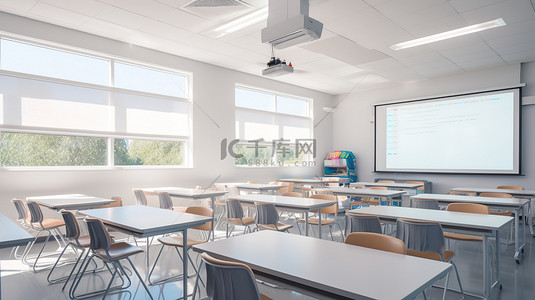 教室背景图片_明亮白色现代科技教室14