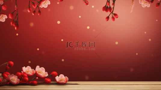 冬季背景图片_红色中国风传统古典梅花背景2