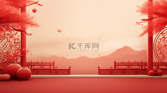 红色喜庆中国风古典背景9