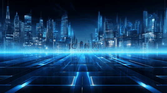 炫酷城市建筑背景图片_蓝色未来高科技智能城市创意背景21