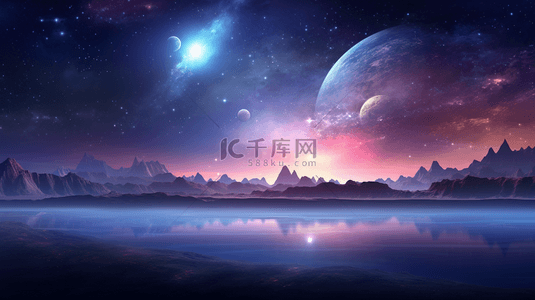 海洋背景图片_科技感浩瀚星空创意背景6