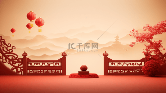 红色喜庆中国风古典背景11