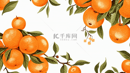 暖色中国风国画橘子写实背景4
