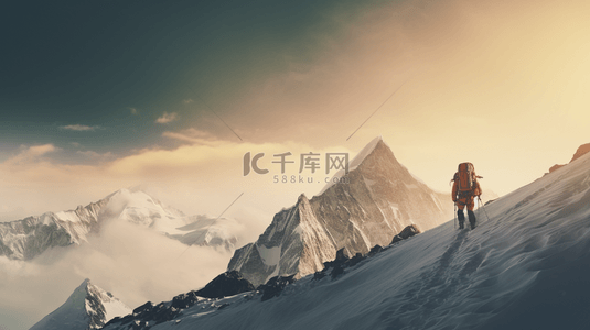 滑雪背景图片_现代感攀登者大气时尚创意背景1