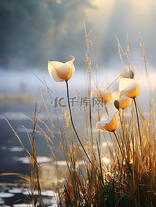 湖边背景图片_秋天的芦苇宁静乡村10