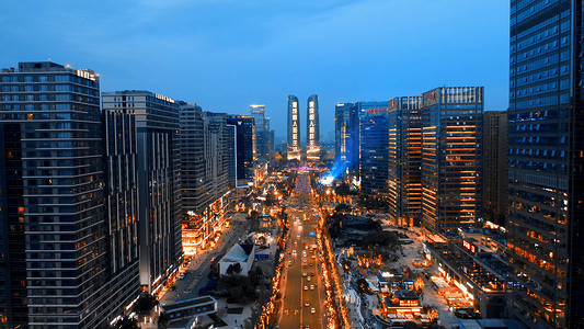 实拍都市街道夜景