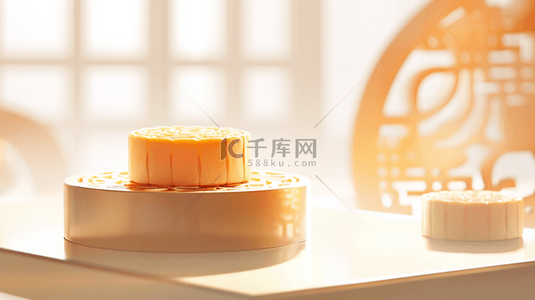 中秋节中式背景图片_暖色光中秋节传统中式月饼背景