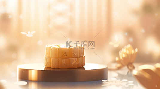 月饼背景图片_暖色光中秋节传统中式月饼背景