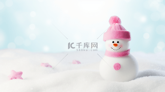 雪人白色背景图片_圣诞节可爱圣诞雪人白色雪地背景