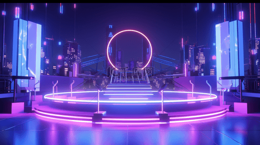 紫色科技感光效唯美创意舞台背景23