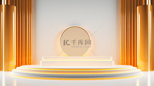 金色电商舞台简约C4D背景8