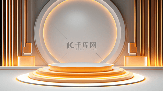 c4d简约商务背景图片_金色电商舞台简约C4D背景34