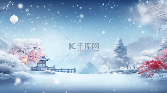 唯美背景中国风背景图片_中国风古典唯美雪中梅花创意背景11