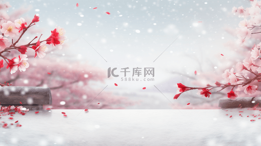 中国风古典唯美雪中梅花创意背景18