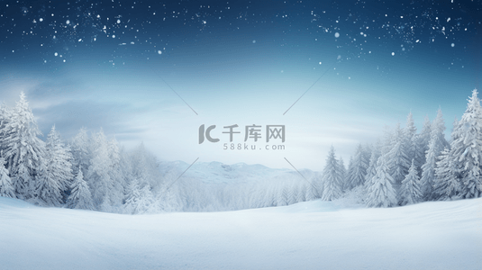 冬季背景图片_蓝色科技感唯美雪景创意背景12