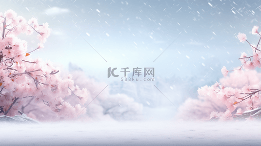 雪背景图片_中国风古典唯美雪中梅花创意背景20