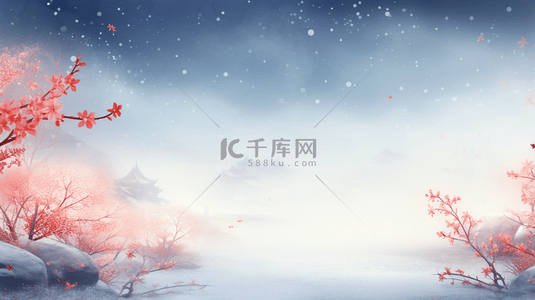 中国风古典唯美雪中梅花创意背景14