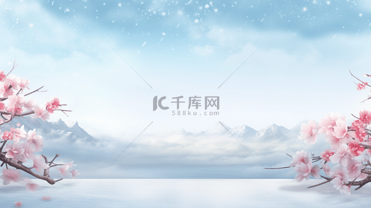 梅花雪雪背景图片_中国风古典唯美雪中梅花创意背景19