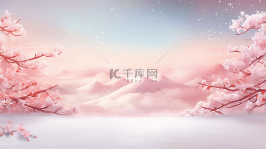 雪背景图片_中国风古典唯美雪中梅花创意背景16