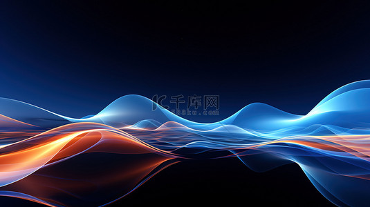 蓝色科技曲线背景图片_深色背景中的蓝色波浪1