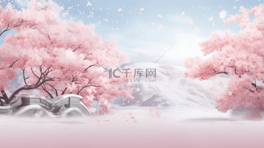 中国风古典唯美雪中梅花创意背景13